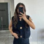 Navy Blue Gold Button Detailed Vest