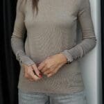 Mink Turtleneck Sweater with Dropped Sleeves Beige