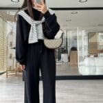 Basic Brand Model Sweat Set Black