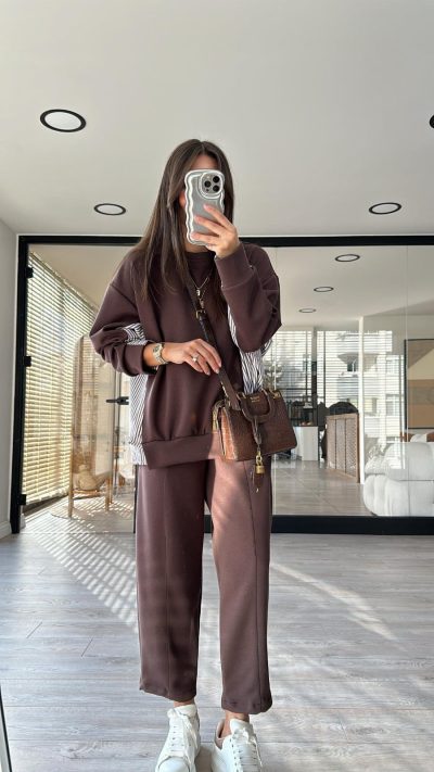 Brown Shirt Detailed Shalwar Suit
