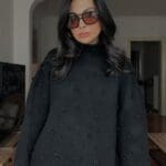 Black Pearl Detailed Half Fisherman Sweater Sweater