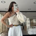 Stone Pearl Detailed Single Sleeve Knitted Sweater