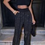 NORA Black Stone Detail Trousers