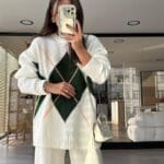 Baklava Pattern Brand Model Sweater White