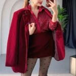 Vanetta Velvet Claret Red Set