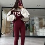 Claret Red Brand Model Basic Tights