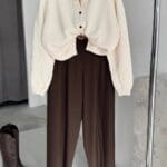 Crew Neck Buttoned Cardigan Off-White