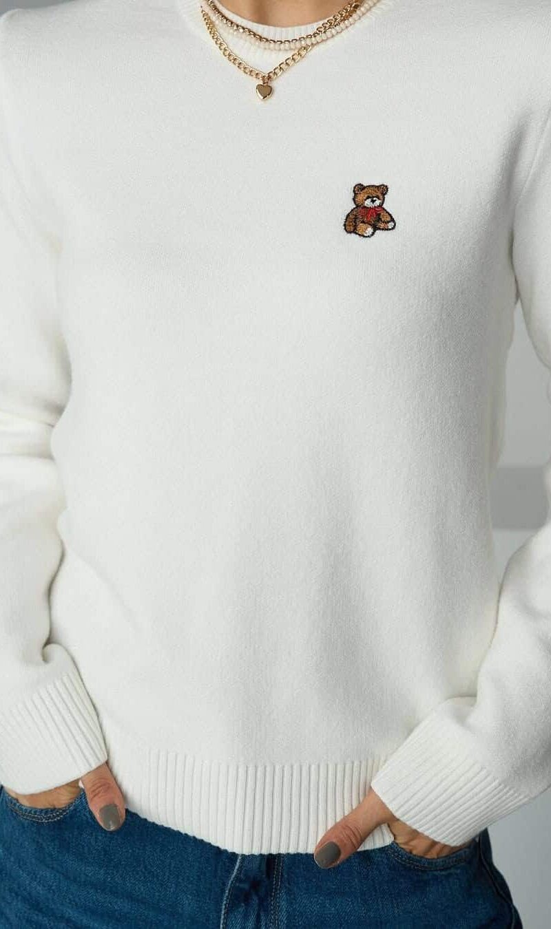 Jenna Teddy Bear Embroided Sweater