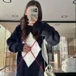 Baklava Pattern Brand Model Sweater Navy