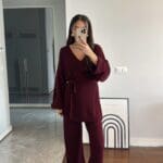 Kimono  Trouser Set Red