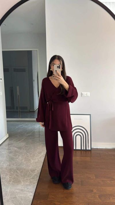 Kimono  Trouser Set Red