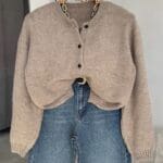 Crew Neck Buttoned Cardigan Beige
