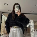 Wide Sleeve Detailed Brand Model Yumoş Sweater Black