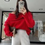 Red Boat Neck Knitwear Sweater