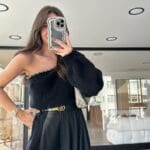 Black Pearl Detailed Single Sleeve Knitted Sweater