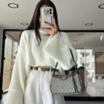 Wide Sleeve Detailed Brand Model Yumoş Sweater White