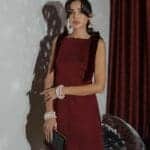 Burgundy Shoulder Bow Detail Dress