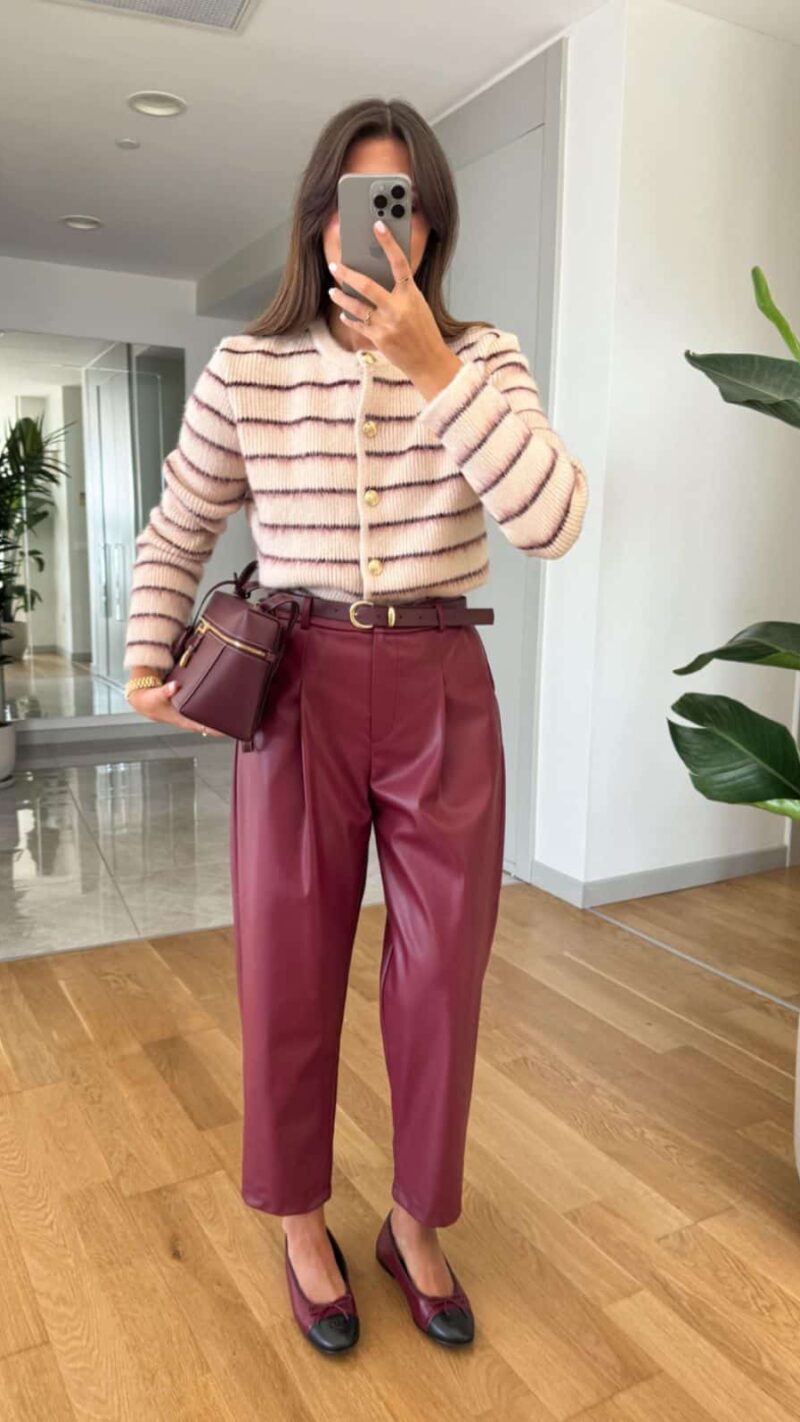 Red Luxe Leather Trousers