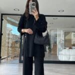 Three Button Slit Knitwear Set Black