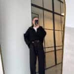 PREMIUM THICK HAIR BRAIDED HALF ZIPPERED BLACK SWEATER