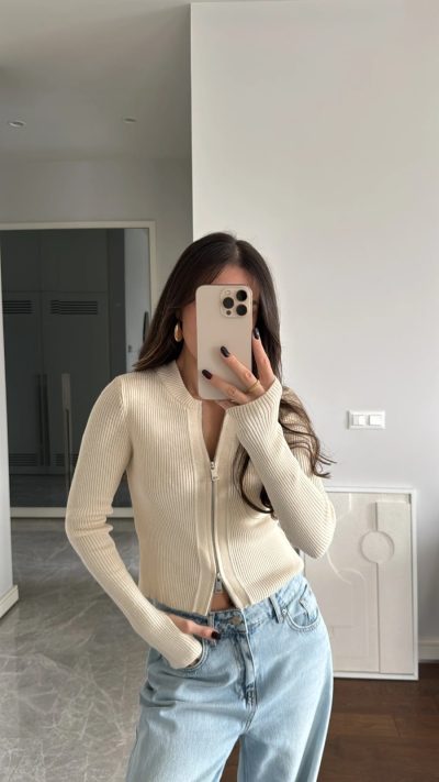 Cream Handmade Detail Adjustable Cardigan