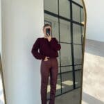 BURGUNDY WAXED JEANS