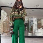 Dark Green Knitwear Pants