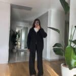 Hooded Zippered Knitwear Set-Black