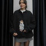 Black Hat Teddy Printed Sweatshirt