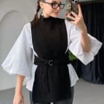 Loveland Black Sweater Balloon Sleeve Shirt