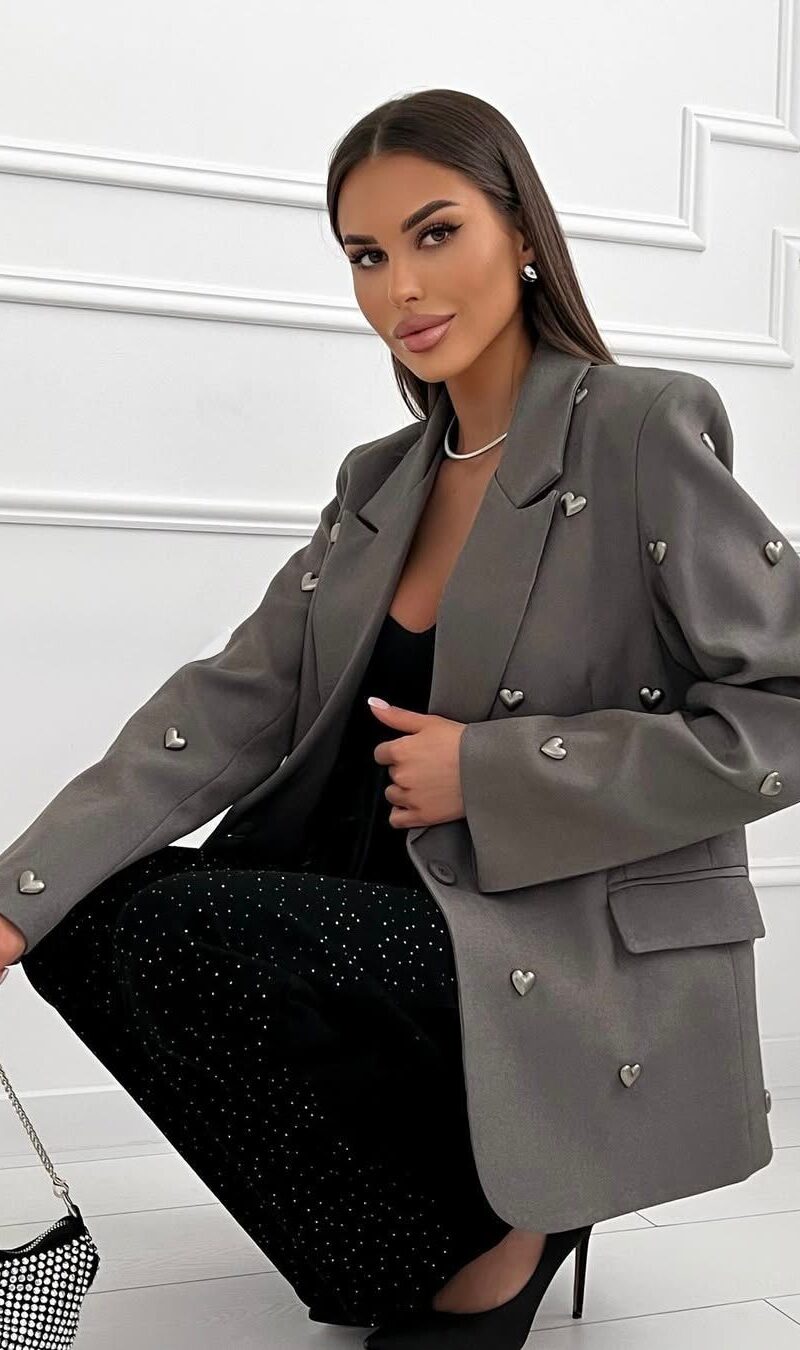 Grey Heart Accent Blazer