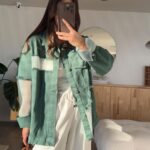 Green  Detailed Button Jacket