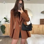 Tan Color Front Zipper Pleated Detailed Blazer
