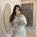 Brand Model Gray Design Skirt Suit