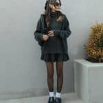 Smoke Pleated Knitwear Skirt Sweater Set