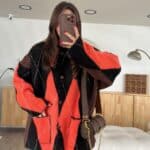 Black Neon Orange Front Pocket Cardigan