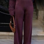 Plum Elastic Waist Knitted Trousers