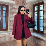 Burgundy Heart Accent Blazer