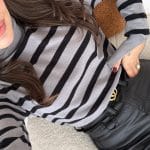 Grey Black Striped Turtleneck Brand Model Sweater