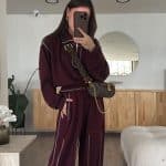 Burgundy Stitch Detailed Zippered Suit