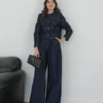 Navy Blue Four Pocket Denim Set