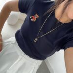 Navy Little Tedy Embroidered Tshirt