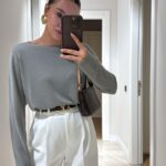 Light Gray Flat Collar Thin Knitwear Sweater