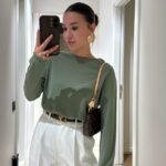 Light Green Straight Neck Thin Knitwear Sweater