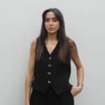 BLACK BOW BUTTONED VEST TROUSERS SET