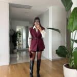 Belted Oversize Cut Padded Vest - Claret Red