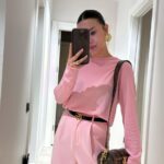 Pink Flat Collar Thin Knitwear Sweater