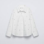 Stone embroidered poplin shirt