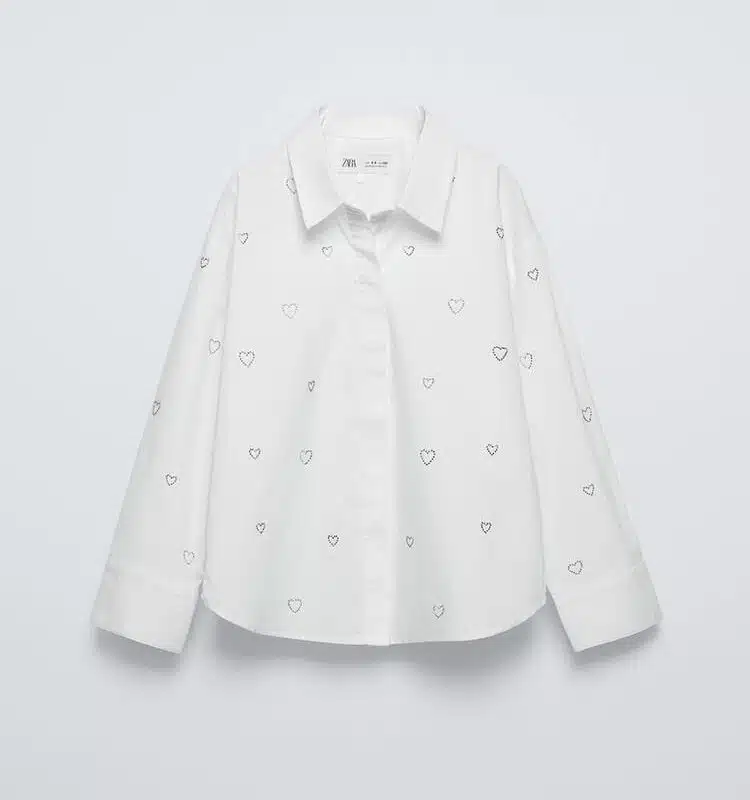 Stone embroidered poplin shirt