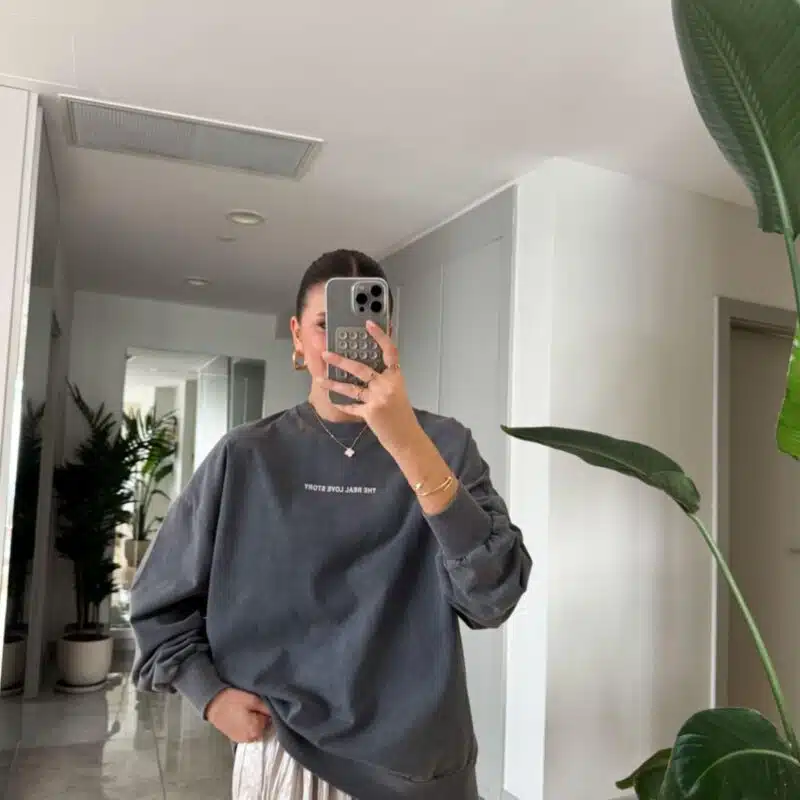 Back Stoned Anthracite Washing Oversize Sweatshirt